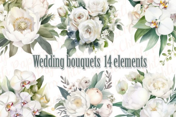 Download Wedding Bouquet Watercolor White Flowers - Wedding bouquet Collection