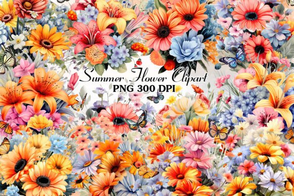 Download Summer Flower Watercolor Clipart Bundle - Summer flower watercolor Collection