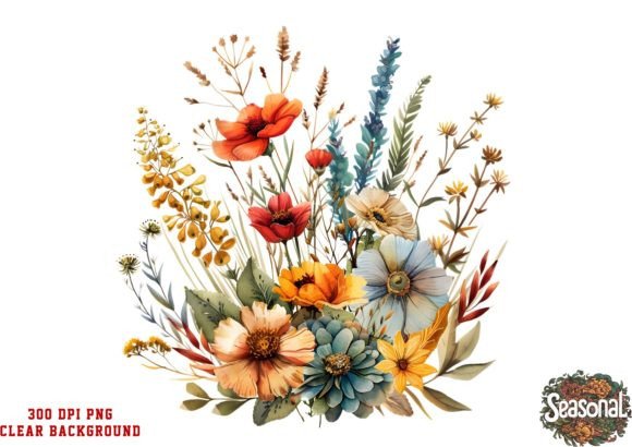 Download Boho Flowers Bouquet Watercolor Clipart - Boho Collection