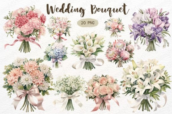 Download Wedding Bouquet Watercolor Sublimation - Wedding bouquet Collection