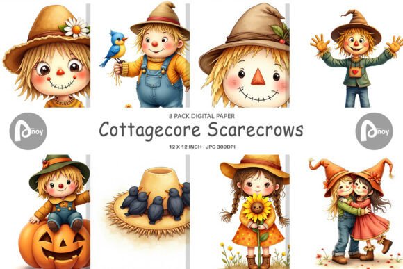 Download Cute Scarecrow Digital Paper - Cute scarecrow Collection