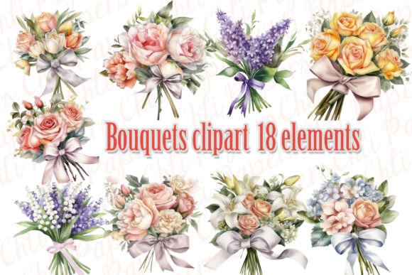 Download Wedding Bouquet Watercolor Clipart,Pink - Wedding bouquet Collection