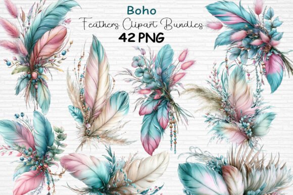 Download Boho Feathers Clipart Bundle PNG - Boho Collection