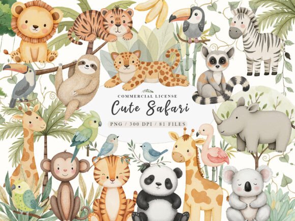 Download Watercolor Cute Boho Baby Safari Animals - Boho Collection