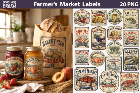 Download Vintage Farmer’s Market Labels - Labels Collection