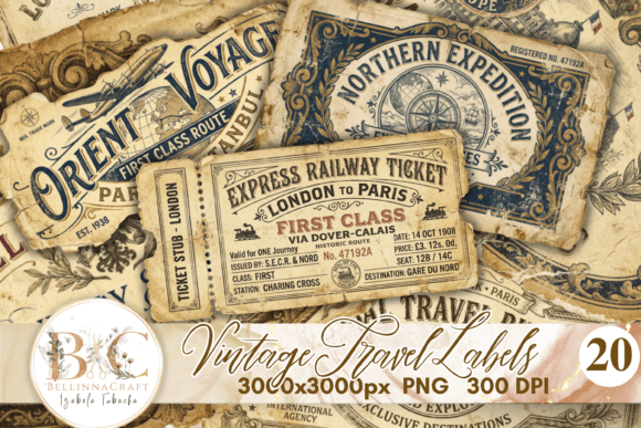 Download Vintage Travel Labels PNG Bundle - Labels Collection