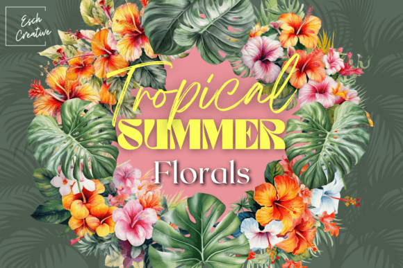 Download Tropical Summer Flower Watercolor Bundle - Summer flower watercolor Collection